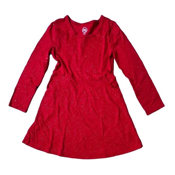 Wonder Nation Gold Sparkle Red Jersey Pullover Swing Dress Small(6-6x) Holiday - Picture 1 of 10